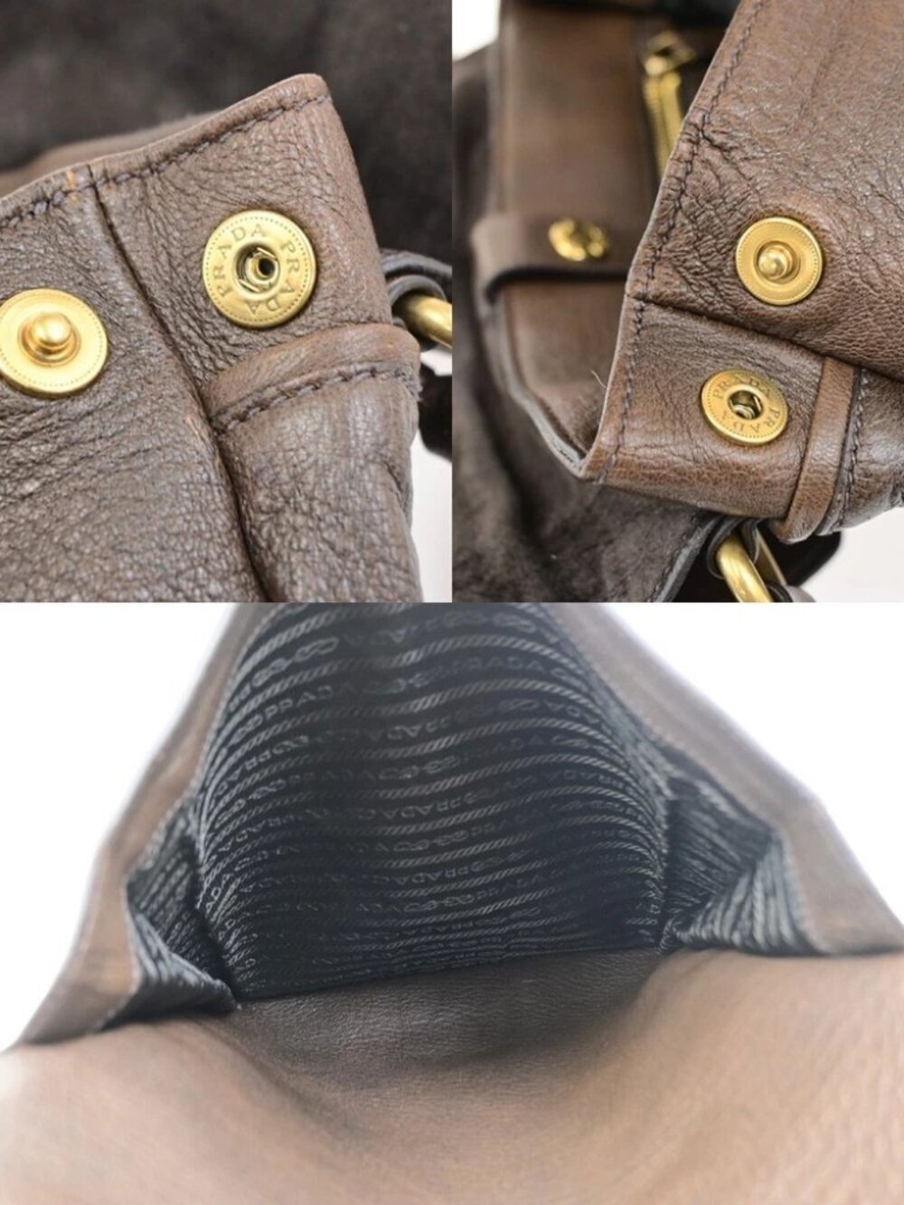 PRADA Logo Crossbody Messenger Shoulder Bag Leather Brown GHW Italy 87KD156 - Picture 9 of 14